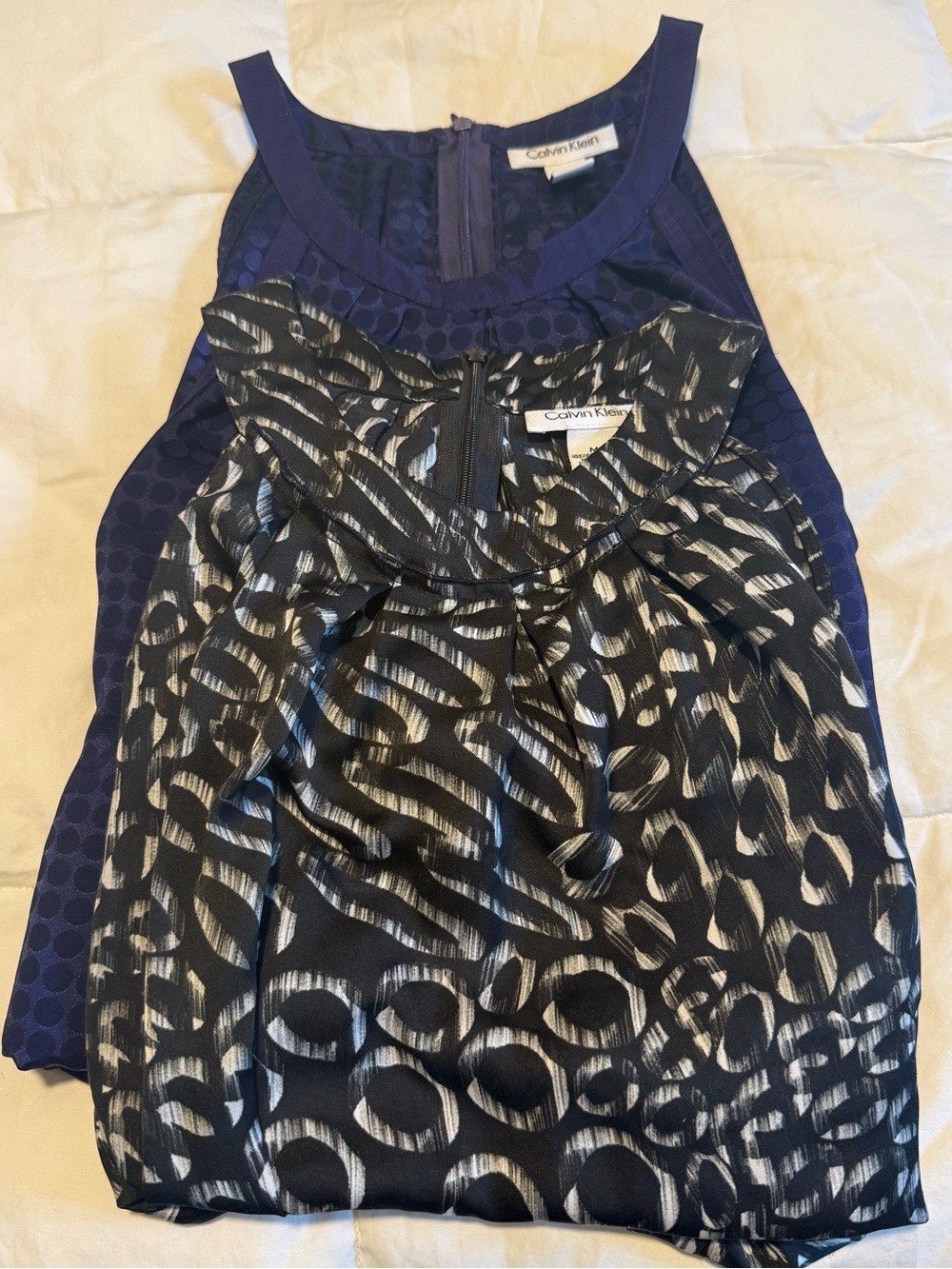 Calvin Klein Purple Polka Dot Halter Blouse and Black and White Halter blouse